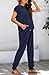 BTFBM Casual Womens 2 Piece Sweatsuits Set Short Sleeve Pullover Sweatshirt Joggers Sweatpants Outfits Tracksuit(Solid Navy,X-Large)