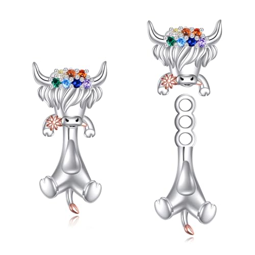 Boucles d'oreilles vache clous en argent sterling 925 pour femmes