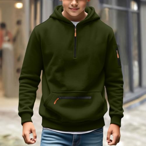 Hoodies for Boys Fall Fashion Half Zip Pullover Warm Kids Hooded Sweatshirt - image 2