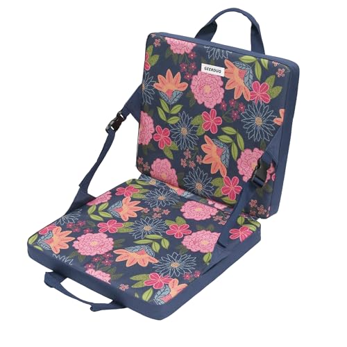 Stadium Seat Foldable with Back Support Cushion Blue Floral