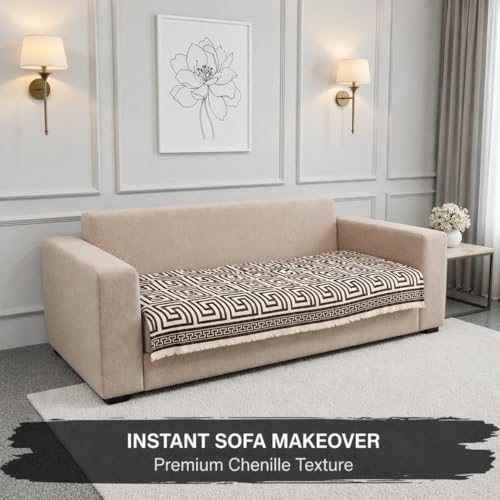 Image of STITCHNEST Premium Woven Sofa Cover 1 Seater | Modern Geometric Sofa Protector | Soft Fabric Sofa Sheet | Durable Living Room Furniture Cover