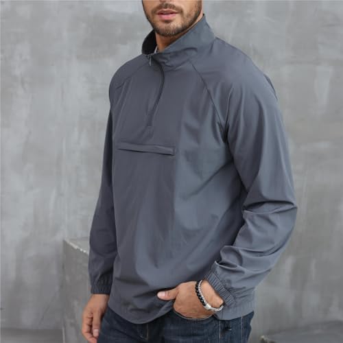 Opomelo Men's Athletic Quarter Zip Pullover Golf Hiking Running Lightweight Jacket Workout Sweatshirt With Pocket3