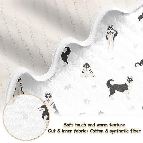 Image of Swaddle Blanket for Cute Dogs Siberian Husky Baby Receiving Blanket Muslin Baby Swaddles Soft Cotton Breathable Nursery Blankets for Unisex Boys and Girls 30x40 Inch