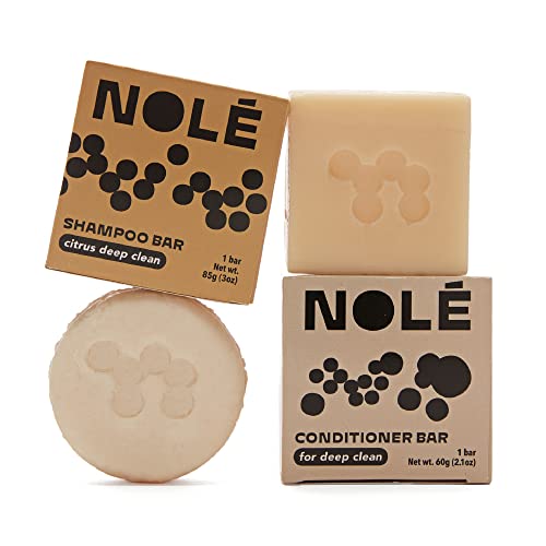 Nole Solid Shampoo And Conditioner Bar Set - Citrus For Oily Hair, Detangles And Nourishes Oil-Prone Hair, For Dirt And Excess Oil | Sustainable, 100% Plastic Free Packaging, Eco-Friendly | 5.12 Oz #TOP1