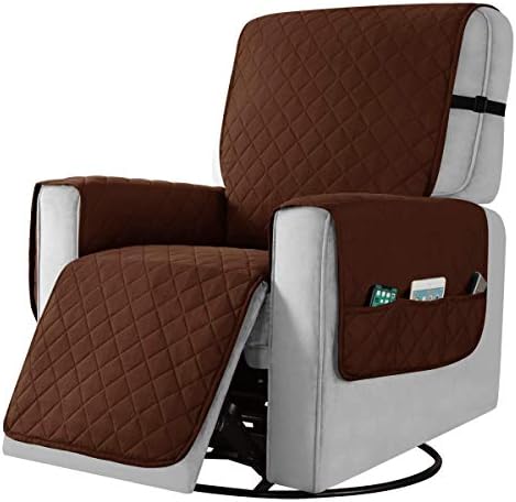 TOYABR Recliner Sofa Cover Reversible Large Recliner Chair Cover with Elastic Adjustable Strap Fitted Seat Width Up to 28 Inches Great for Home with Pets and Kids(Large,Chocolate)