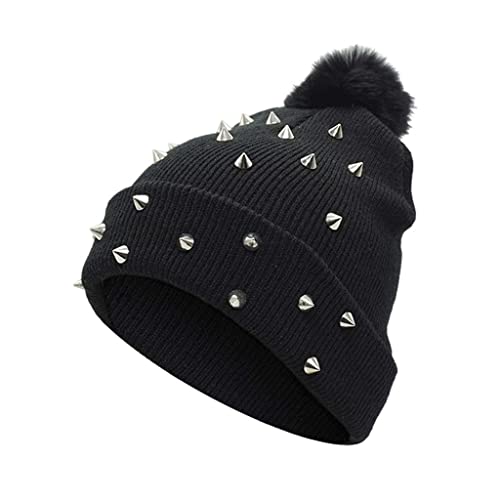 EINCORN Punk Knitted Hat Black Acrylic Hat Rock...