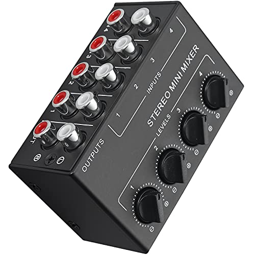 Mini Mezclador de Audio Estéreo Interfaz de Audio 4 Canales RCA Consola de Mezcla de Audio...