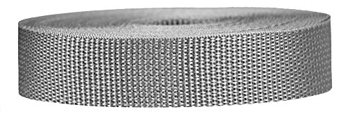 Strapworks Lightweight Polypropylene Webbing - Poly Strapping for Outdoor DIY Gear Repair, Pet Collars, Crafts - 1 Inch x 25 Yards - Silver Gray