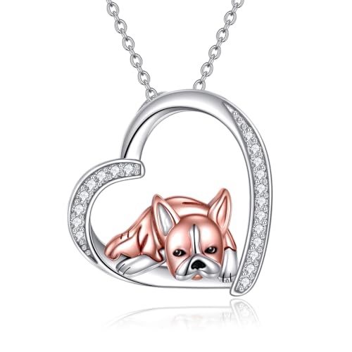 YFN Sterling Silver Dog Pendant - Boston Terrier, French Bulldog, Dachshund, Chihuahua, Yorkshire Terrier Necklaces for Women