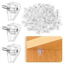 50 Pcs Shelf Support Pegs, Clear Plastic Cabinet Shelf Pegs, 2.9mm Small Shelf Pins for Cabinets Without Preset Shelf Holes Require Self-Drilling