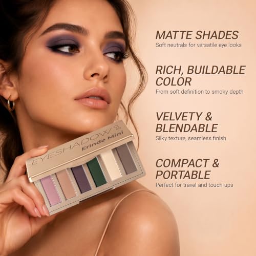 Image of 6 Colors Mauve Taupe Eggplant Purple Green Beige Matte Eyeshadow Palette | Nude Brown Mini Travel Eye Shadow Palettes Makeup for Older Women, Built in Mirror, Ultra-Blendable, Talc-free