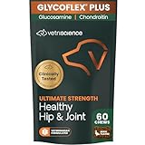 VetriScience Laboratories GlycoFlex Plus, Hip and Joint Supplement for Dogs, 60 Bite-Sized Chews