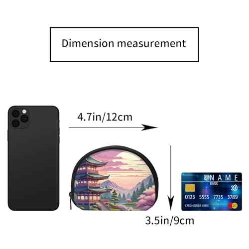 Portable Coin Purse Japanese-Temple-Fuji-Sakura Mini Zippered Money Pouch Card Holder2