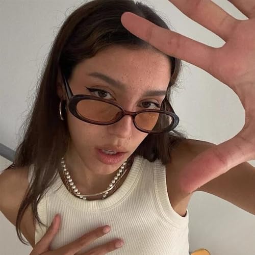 Onrtry Retro Tiny Oval Sunglasses for Women Men Narrow Style 90s Small Sun Glasses3