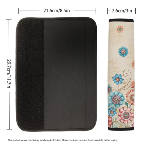 Image of AFPANQZ Boho Flowers 2 Pack Car Seat Belt Covers for Adults Safety Seatbelt Pad Cushion Adjustable Universal for Most Car Laptop Backpack Luggage Bag Straps Pads