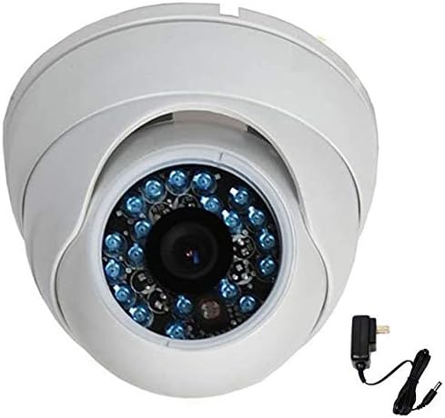 VideoSecu Dome Built-in CCD Security Camera 600TVL Outdoor Day Night Vision Vandal Proof IR Infrared 3.6mm Wide Angle Lens for Home CCTV DVR Surveillance System with Power Supply ME4