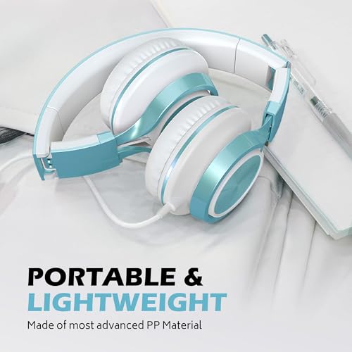 Image of AILIHEN C8 Headphones Wired, On-Ear Headphones with Microphone and Volume Control, Corded 3.5mm Headset for Boys Girl School Smartphones Chromebook Laptop Computer Tablets Airplane Travel (Lime Green)