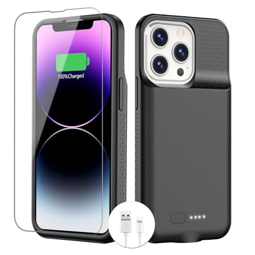 BOPPS Battery Case for iPhone 13 Pro Max/14 Pro Max/14 Plus【2026 New】Slim 8000mAh Portable Charger Case 360°Protection Rechargeable Extended Charging case for iPhone 13 Pro Max，14 Pro Max Series