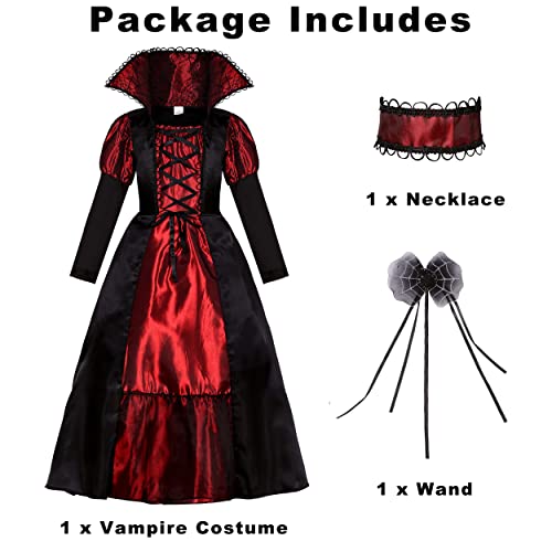 Vampire Costume For Girls Kids Halloween Costumes With Necklace Wand Vampire Queen Dress Up Zf001S #TOP1