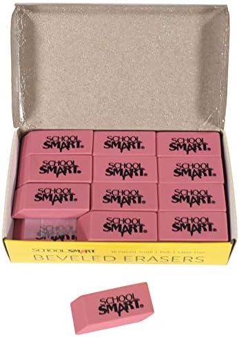 School Smart Beveled Erasers, Small, Pink, Pack of 36
