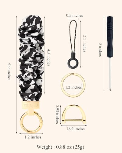 Image of WEESMILE Scrunchie Keychain Wristlet for Car Key Chain with D Key Ring