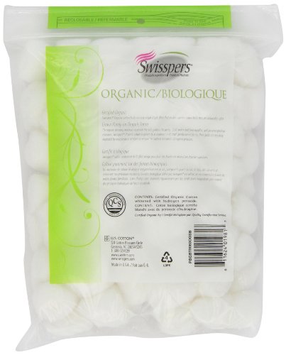 Swisspers Organic 100% Natural Organic Cotton Balls, 80-Count Bag - Thumbnail 2