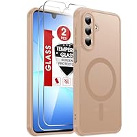 LeYi for Samsung Galaxy A17 4G/5G Phone Case with Magnetic, Compatible with MagSafe, 2 Pack Screen Protector, Translucent Matte Back Shockproof Protective Cover Slim Fit for Samsung A 17, Gold