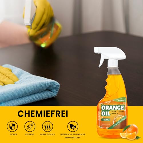PIPIHUA Holzpflege Orangenöl - Glanz und Schutz für Möbel - Poliere Schränke, Tische und Böden - 500ML