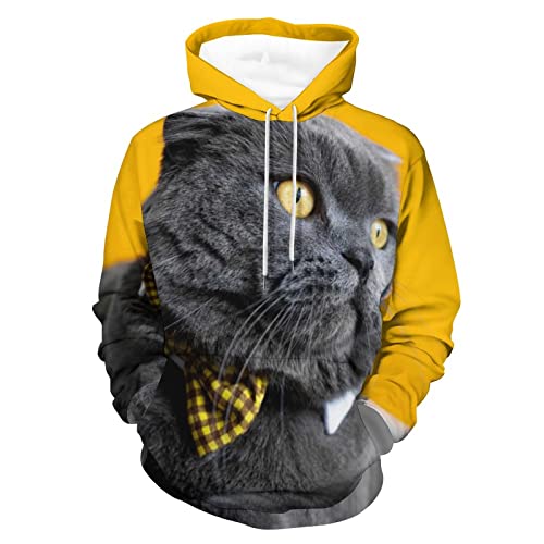 Impression 3D gros chat sur sweat à capuche unisexe manches longues XL