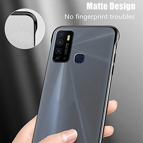 Image of REALCASE Infinix Hot 9 / Hot 9 Pro Back Cover Case | Slim Translucent Frameless Matte Hard Back Skin | Soft TPU Shock Proof Bumper Back Cover Case for Infinix Hot 9 / Hot 9 Pro (F-Black)