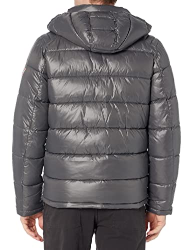 GUESS Men's Mid-Weight Puffer Jacket with Removable Hood, Smoke, Large (119RN716)2