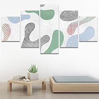 SIGNWIN 5 Panel Canvas Wall Art Modern Art Abstract Contemporary Edgy Mixed Media Multicolor Patterns for Home Decorations Ready to Hang - 60