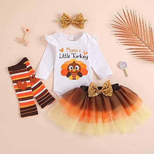 Baby Girl Thanksgiving Outfit Bodysuit+Tutu Skirt+Leg Warmer+Bunny Headband Set - Image 9