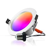 Smart Recessed Lighting 3 Inch, Multicolorred, Dimmable by App, Tunable White, 2700K-6500K, CRI80+,