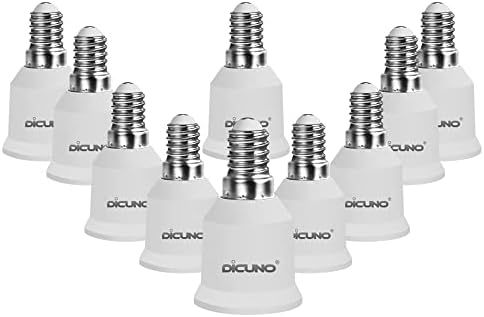 DiCUNO E14 to E27 Socket Converter 10-Pack Socket Adapter Small Screw to Screw Lamp Base Adapter for LED Bulbs and Incandescent Bulbs and CFL Bulbs