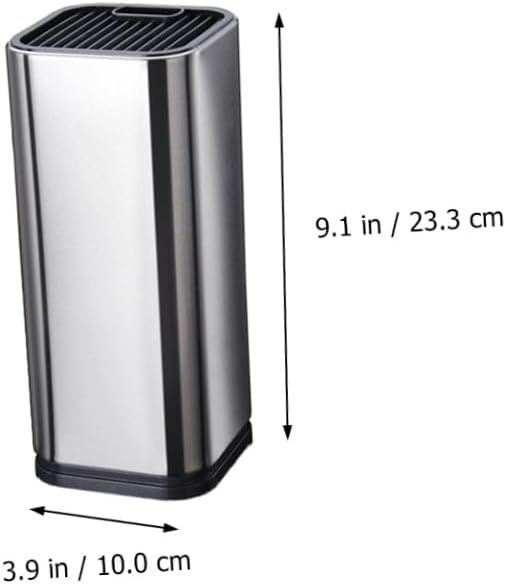 Stainless Steel Knife Block Holder Kitchen Cutter Storage Rack Silver Color Space-saving Organizer for Home and Restaurant Countertop