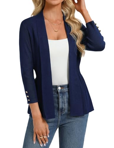 GRACE KARIN Women's Cardigans Ladies 3/4 Sleeves Elegant Slim-Fit Cardigan