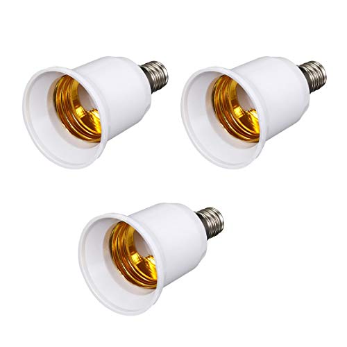 3 adaptadores E12 a E27 para lámpara de techo E12 de tamaño medio, enchufe E26 E27 conversor adaptador de base de bombilla