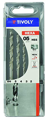 Tivoly 11434370001 Coffret de 5 Forets métaux HSS hexagonaux