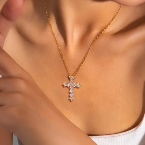 Cross Necklace for Women Cubic Zirconia Pendant Necklace Jesus Faith Dainty Necklace Jewelry Gift2