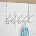 mDesign Decorative Over Door 10 Hook Metal Storage Organizer Rack for Coats, Hoodies, Hats, Scarves, Purses, Leashes, Bath Towels, Robes, Men and Womens Clothing - Pearl White