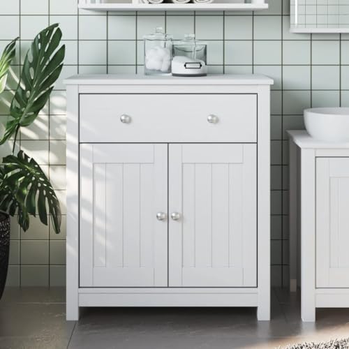 Mueble de baño de madera maciza con gran capacidad de almacenamiento y acabado blanco BERG 2