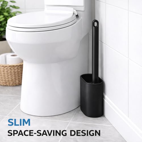 Image of Silicone Toilet Cleaning Brush Bathroom Cleaning Accessories Toilet Brush with Holder Stand Commode Cleaning Brush Closet Cleaning Brush Pot Cleaner Brush