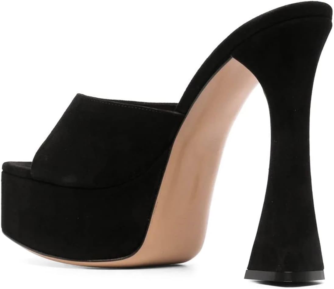 FSJ Women Slip On Platform Heeled Sandals Peep Open Toe Chunky Block High Heels Mules Backless Summer Dress Slide Sandals Size 4-15 US - Image 3