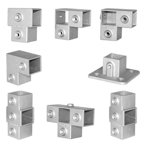 YAKUFAST Conector de tubo cuadrado de 20 x 20 mm, codo con hebilla, tapón de tubo, brida con hebilla fija, junta de conexión de tubo cuadrado de acero(20x20mm-3tong)