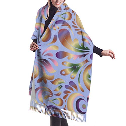 Preisvergleich Produktbild AOOEDM Teppich Textil Tapete Violett Orientalische Blumenverzierung Imitieren Kaschmir Gefühl Winterschal Pashmina Schal Wraps Weiche warme Decke Schals Elegante Wickel für Frauen