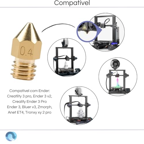 Kit Com 5 Bicos Mk8 0,4mm 1,75mm Ender 3, Ender 5, ender 3s1