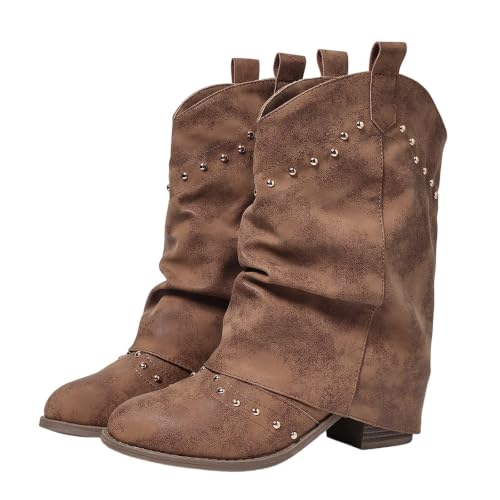Botines de ante tipo vaquero para mujer con flecos y punta fusolada de moda boho western 4