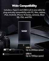 Lexar Portable SSD 1TB, bis zu 2000MB/s Lesen und Schreiben USB 3.2 Gen 2x2, Externe SSD IP66 Wasser- und Staubschutz, kompatibel mit Mac/PC, iPhone 15 Pro, Kamera – Ansicht 6