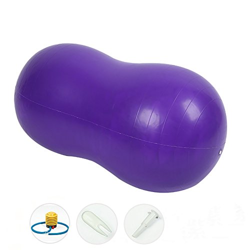 DASKING Gym Ball Anti-Eclatement Ballon de Motricité Cacahuètes de Balle Ballon Fitness avec Pompe à Pied Exercises D'Equilibre/Pilates/Yoga (Violet)